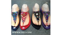 Bohemian Beaded Sandals Slippers Stretched