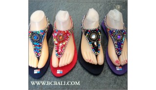 Bohemian Beaded Sandals Slippers Stretched