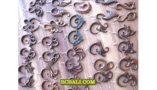 Hooked Wooden Piercings Tribal Hand Carvings 