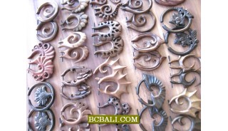 Bali Split Wooden Earrings Piercings Tribal Ethnic 