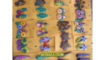 Hand Carved Wooden Earrings Painting Multi Color