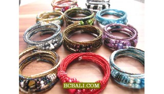 Cuff Beads Bracelets Spiral Multi Coloring Free Shipping
